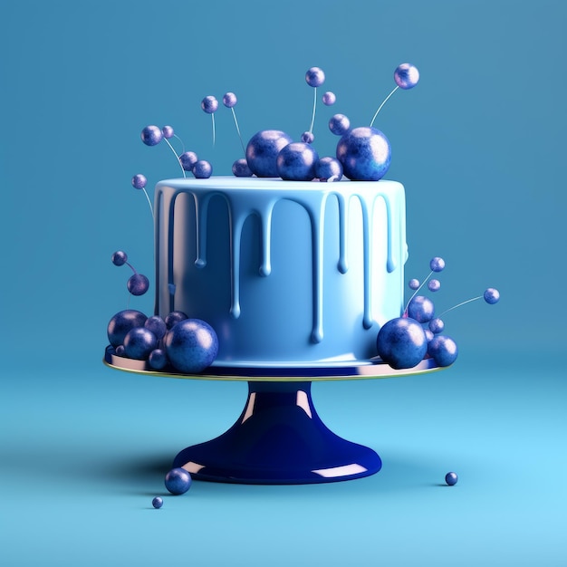 Stunning Sapphire Blue Cake met 3D-rendering op een prachtige achtergrond