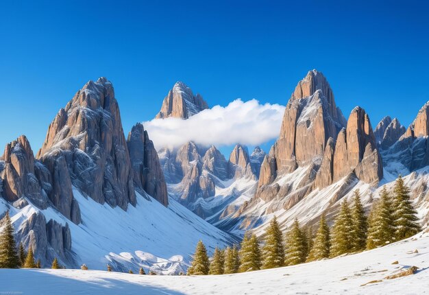 Stunning scenery of the stony and snowy peaks