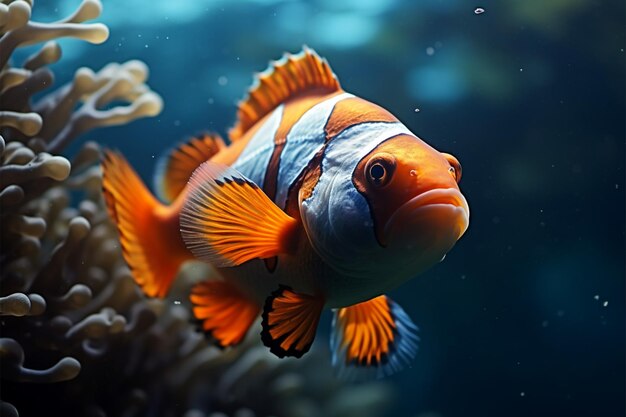 Stunning sea portrait a beautiful fish glides through the waves