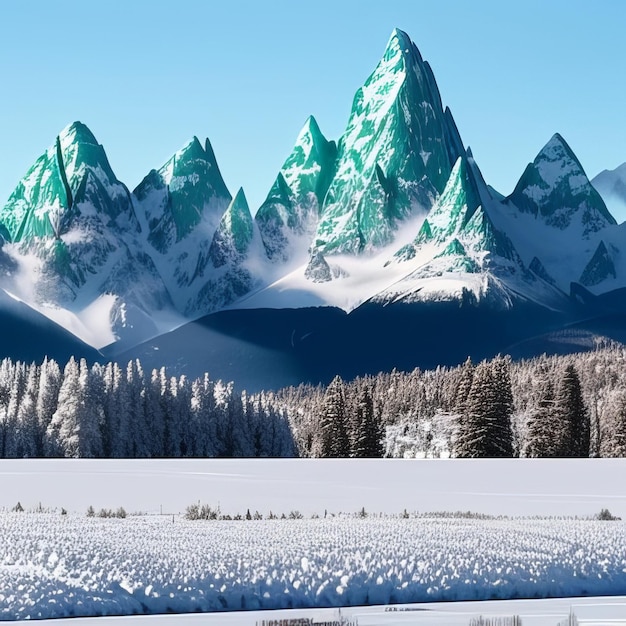 見事な雪山の風景