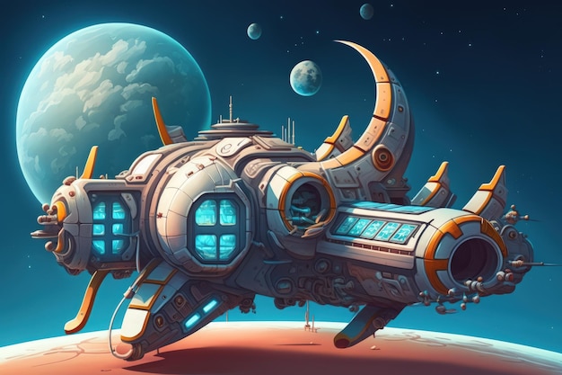 Stunning space station and futuristic spacecraft