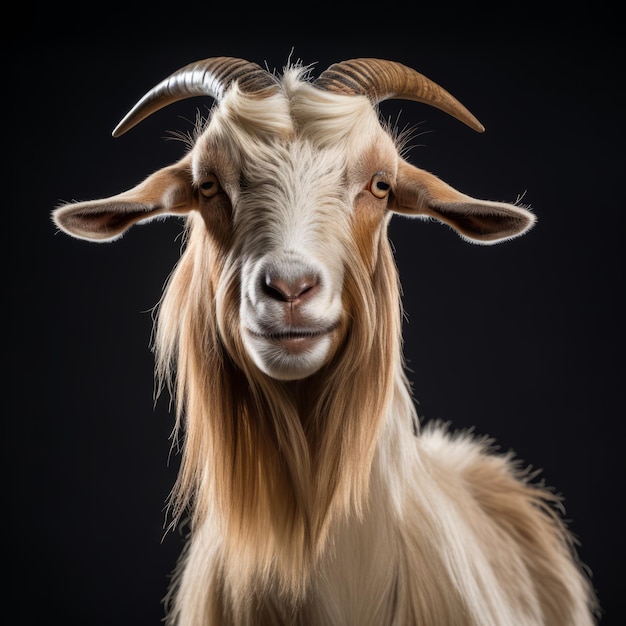 Stunning Studio Portrait Of A Majestic Longhaired Goat