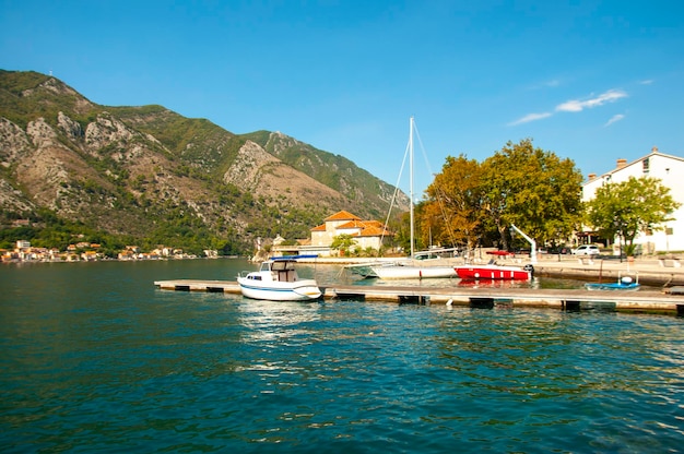 Stunning summer landscape with Adriatic Sea mountains and wonderful bay kotor bay montenegro