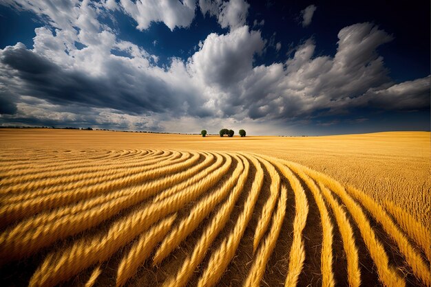 Stunning summery wheat field complete with s and cloud formations