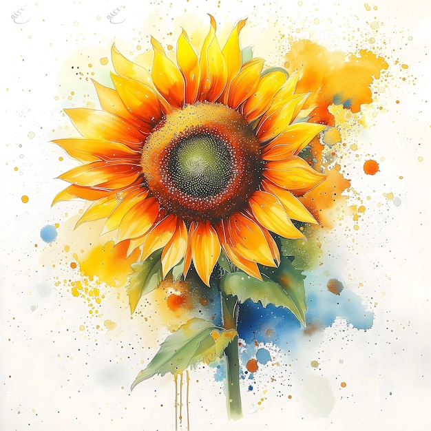 Stunning Sunflower Watercolor in Minjae Lee Style UHD Image