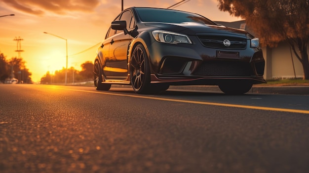 Stunning Sunset Car Photography Realistic Low Angle Shot At 8k