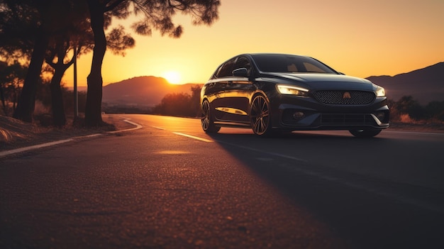 Stunning Sunset Car Photography Realistic Low Angle Shot At 8k