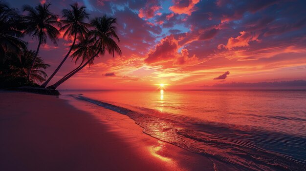 Stunning Sunset Over PalmStudded Beach