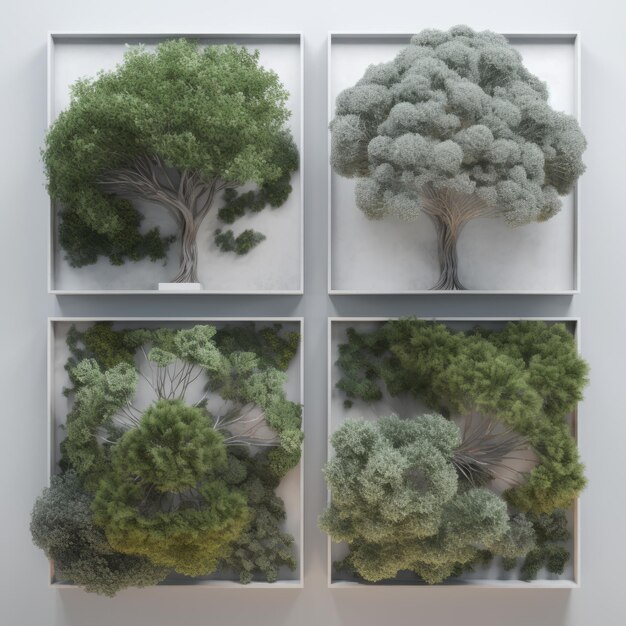 Photo stunning top view of four trees in a lush forest perfect for any nature scene