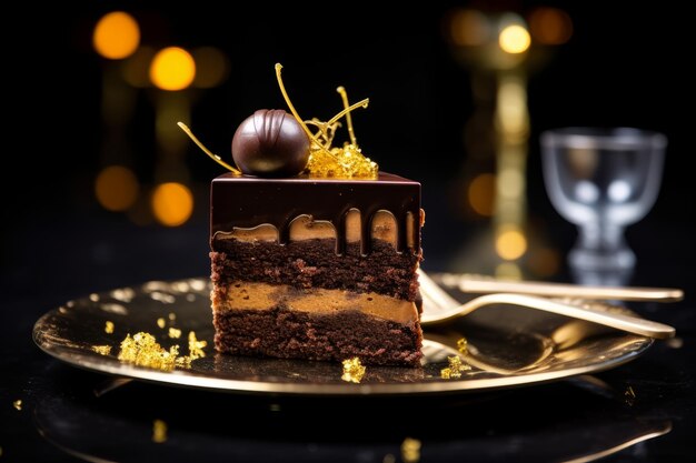 Stunning truffle chocolate cake Created with generative AI technology