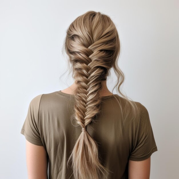 Photo stunning twodimensional fishtail braid hairstyle for women