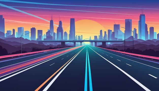 Photo stunning vector art of modern freeway and overpass