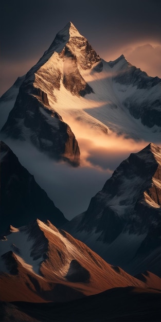 A stunning view of the Alaska mountains at sunset AI Generated