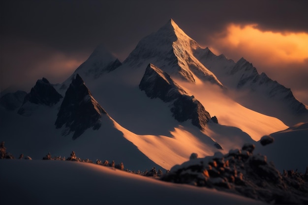 A stunning view of the Alaska mountains at sunset AI Generated