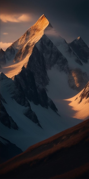 A stunning view of the Alaska mountains at sunset AI Generated