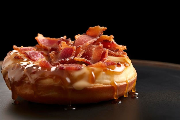 A stunning view of a maple bacon gourmet donut