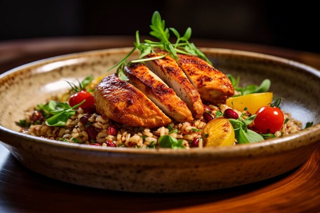 A stunning view of marissa chicken and farro salad