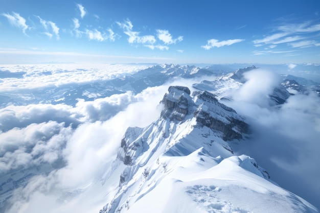 Photo stunning view of the pilatus above the clouds from top of rigi mountain lucerne switzerland