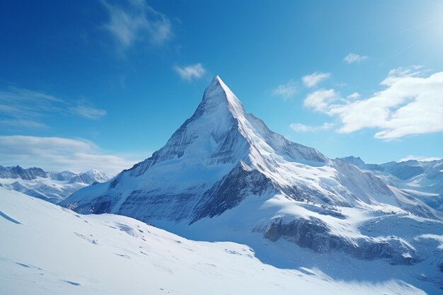 A stunning view of a snowcapped mountain peak agai 00486 01