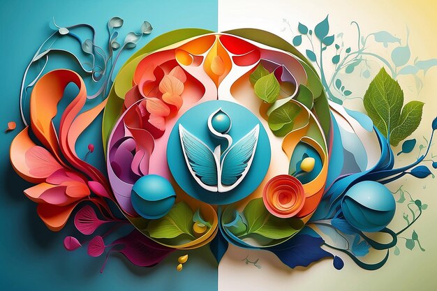 Stunning wellness healthcare and ecology symbols beautiful harmonic colors