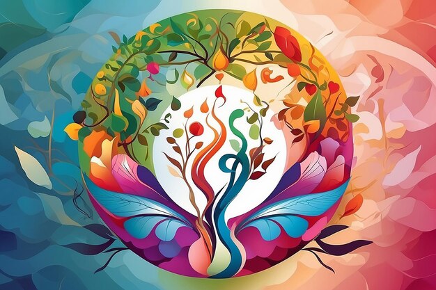 Stunning wellness healthcare and ecology symbols beautiful harmonic colors