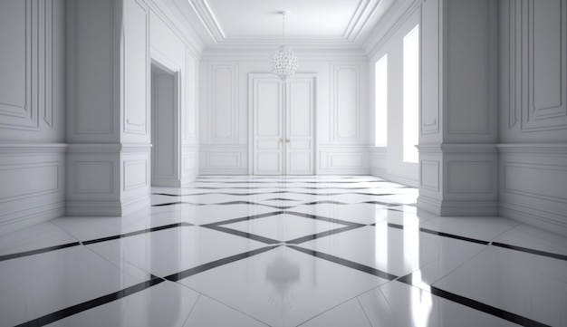 Stunning white marbel floor design Generative Ai