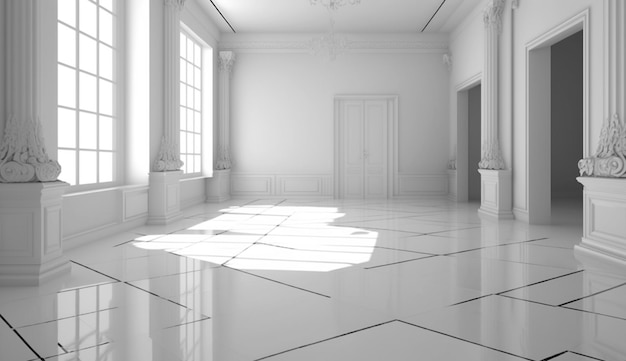 Stunning white marbel floor design Generative Ai