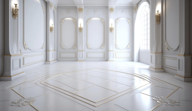 Stunning white marbel floor design Generative Ai