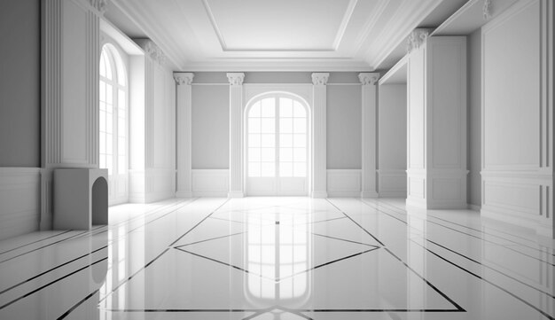 Stunning white marbel floor design Generative Ai