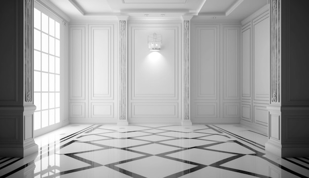 Stunning white marbel floor design Generative Ai