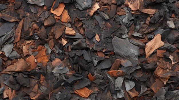 Photo stunning wood chip background in black and brown with crimson and bronze accents