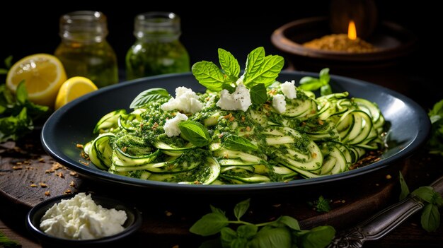 Stunning zucchini with noodles pesto dynamic elegant enchanting concept