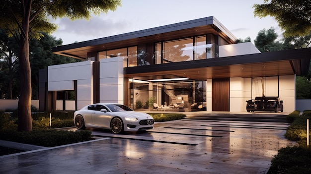 Stunningly designed modern home showcasing impeccable photorealistic visuals that capture