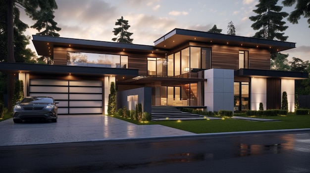 Stunningly designed modern home showcasing impeccable photorealistic visuals that capture