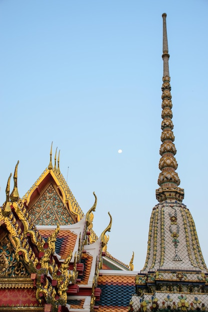 Stupa and Pagoda from temple of Wat Pho and Grand Palace Bangkok