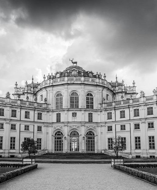 Stupinigi, Italië. Detail van de buitenkant van het Palazzina di Stupinigi, koninklijke residentie sinds 1946.