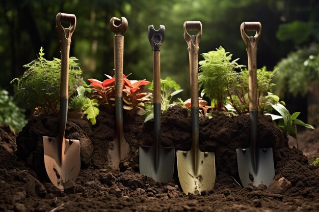 Photo sturdy shovel plant soil generate ai