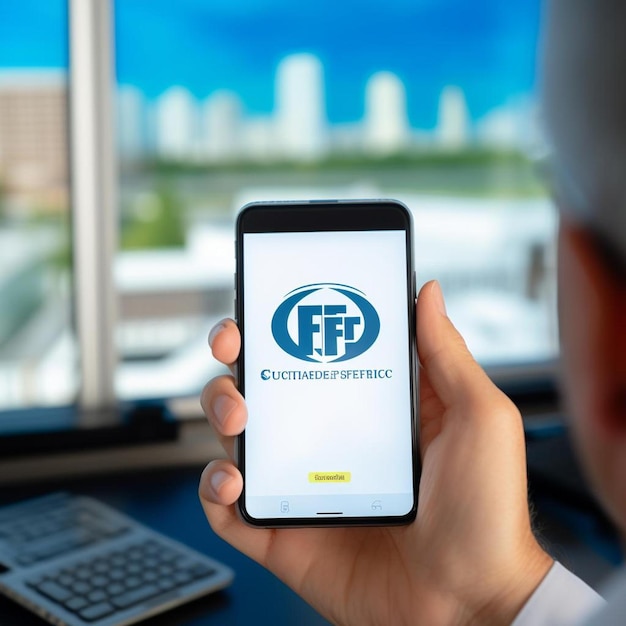 Foto stuttgart germania persona che tiene in mano un telefono cellulare con il logo della società di fertilizzanti cf industries