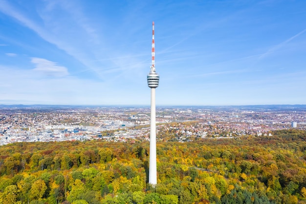 Stuttgart tv tower skyline aerial photo view town architecture travel