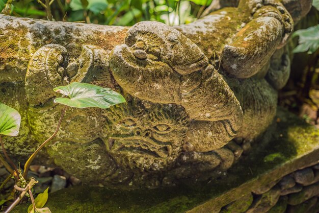 Stutue in Sacred Monkey Forest, Ubud, Bali, Indonesia