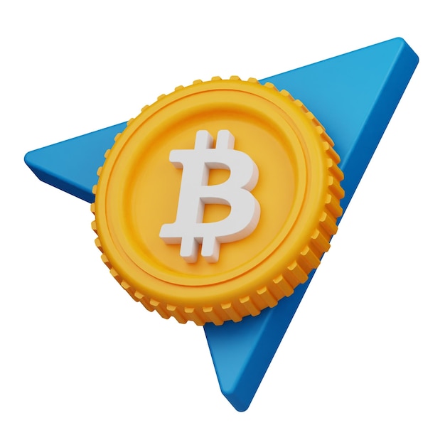 Stuur bitcoin 3D icoon geïsoleerd op de witte achtergrond