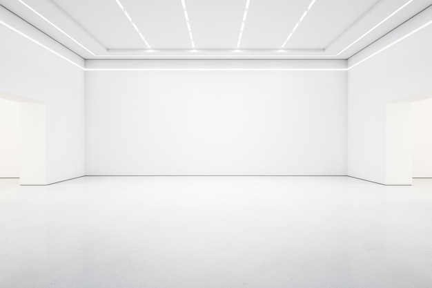 StyBright white lish gallery interior with empty wall