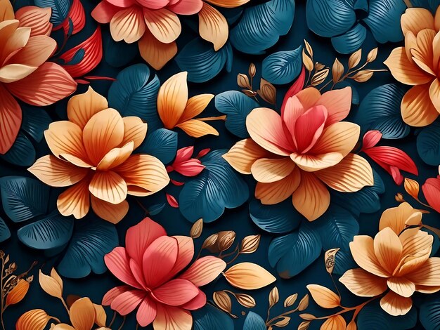 사진 스타일 이국적인 꽃 패턴 벽지 질감