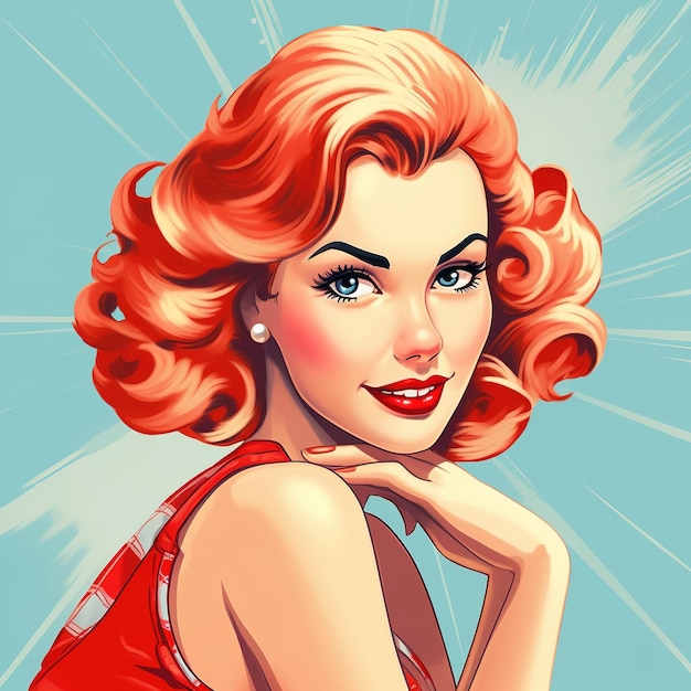 Premium AI Image | style retro pin up girl illustration