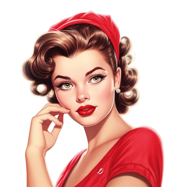 Premium AI Image | style retro pin up girl illustration