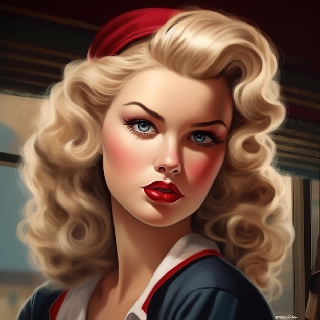 style retro pin up girl illustration