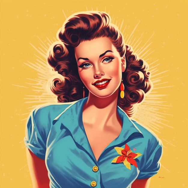 Premium AI Image | style retro pin up girl illustration