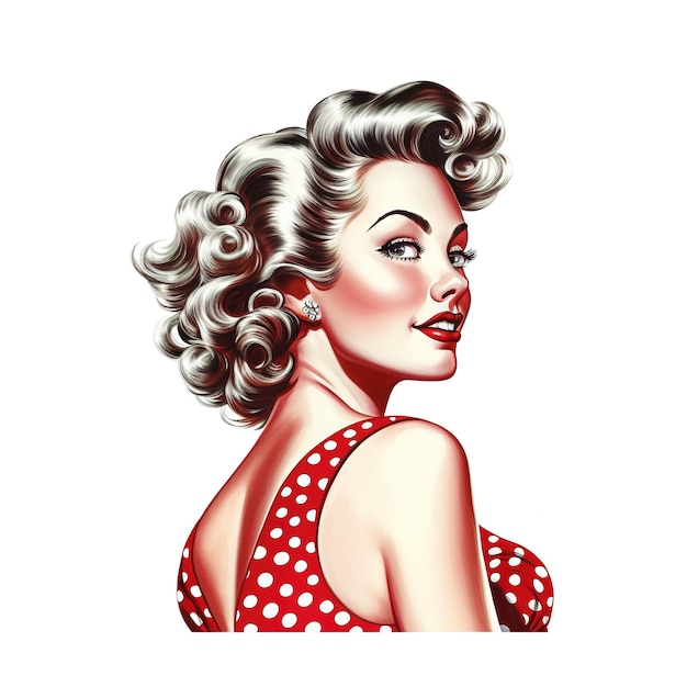 Premium AI Image | style retro pin up girl illustration