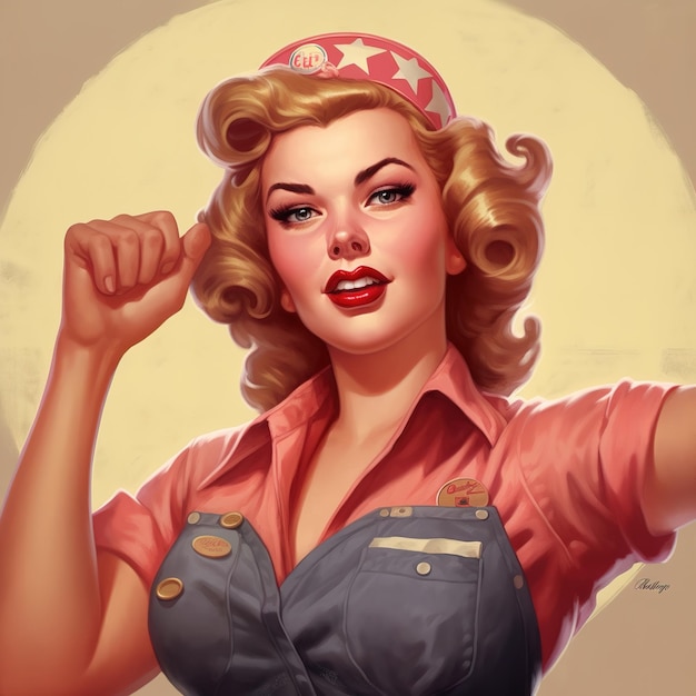 Photo style retro pin up girl illustration