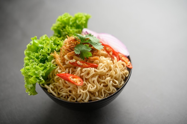 The style still life with noodles in the bowl